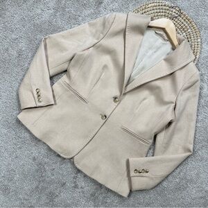 MaxMara Women’s 100% Camel Hair Blazer Jacket Longsleeve Beige Two Button 14